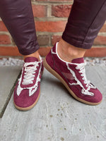 Wine Harper Lace Detail Trainer